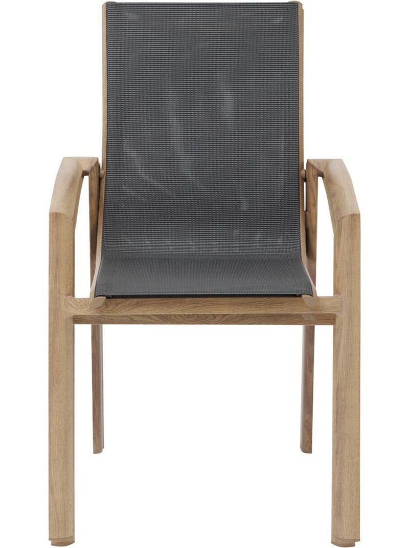 Fauteuil de jardin empilable en aluminium effet bois AXANT Gris foncé - Kiabi