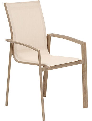 Fauteuil de jardin empilable en aluminium effet bois AXANT