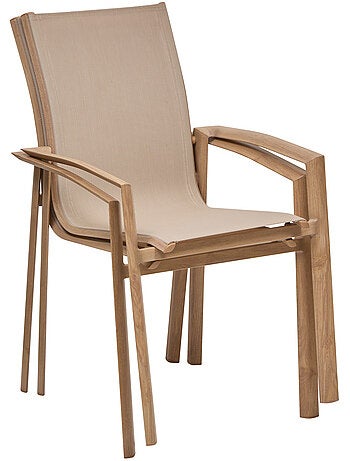 Fauteuil de jardin empilable en aluminium effet bois AXANT