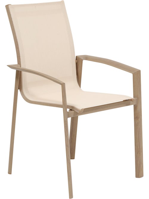 Fauteuil de jardin empilable en aluminium effet bois AXANT - Kiabi Fauteuil de jardin empilable en aluminium effet bois AXANT - Kiabi
