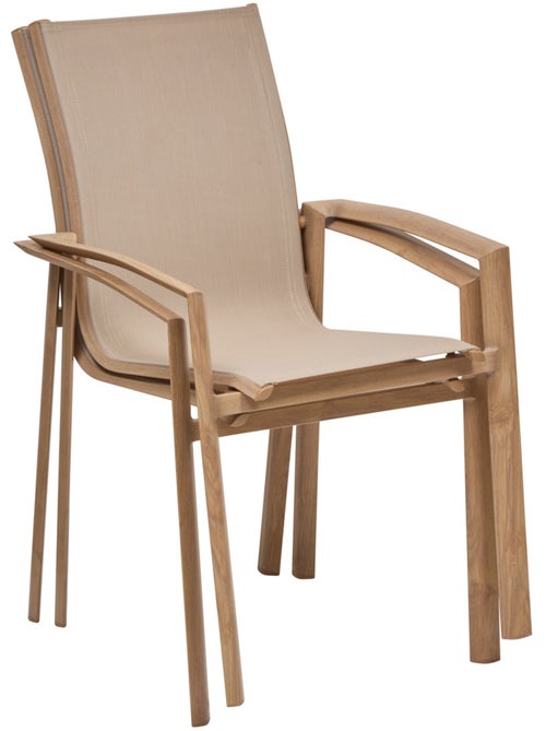 Fauteuil de jardin empilable en aluminium effet bois AXANT - Kiabi Fauteuil de jardin empilable en aluminium effet bois AXANT - Kiabi