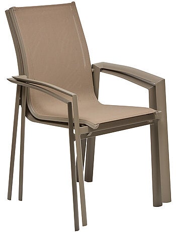 Fauteuil de jardin empilable en aluminium effet bois AXANT