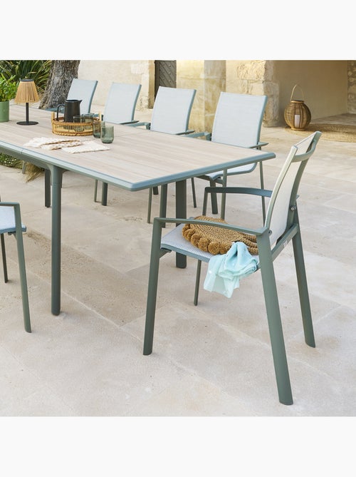 Fauteuil de jardin empilable en aluminium effet bois AXANT - Kiabi Fauteuil de jardin empilable en aluminium effet bois AXANT - Kiabi
