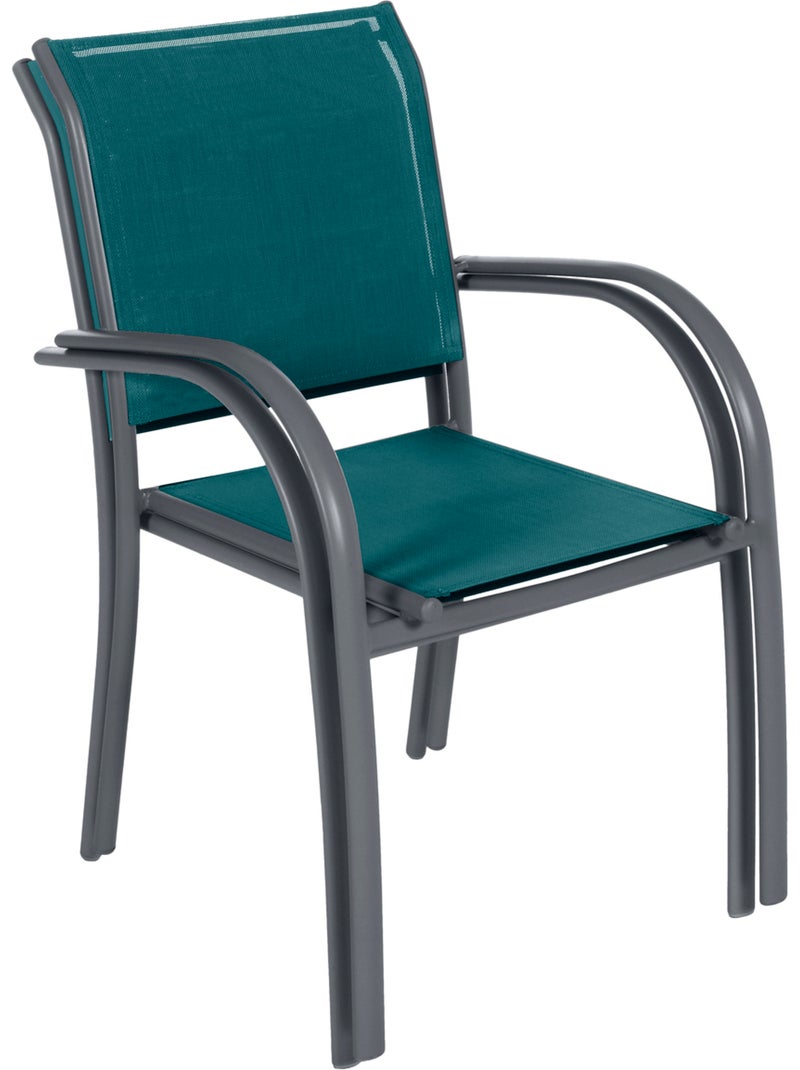 Fauteuil de jardin empilable en aluminium et acier PIAZZA Bleu canard - Kiabi
