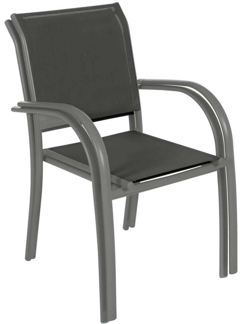 Fauteuil de jardin empilable en aluminium et acier PIAZZA gris anthracite - Kiabi