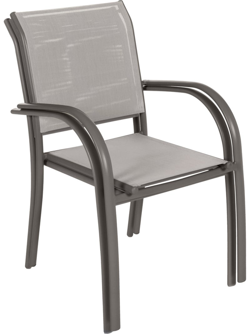 Fauteuil de jardin empilable en aluminium et acier PIAZZA Marron noisette - Kiabi