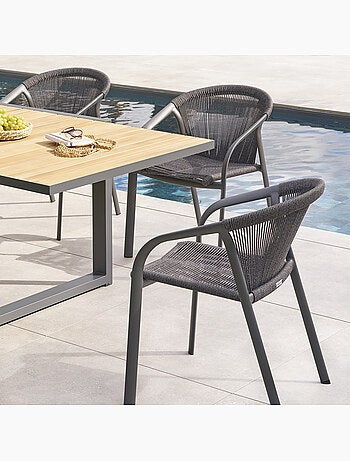 Fauteuil de jardin empilable en aluminium et corde tressée RIU