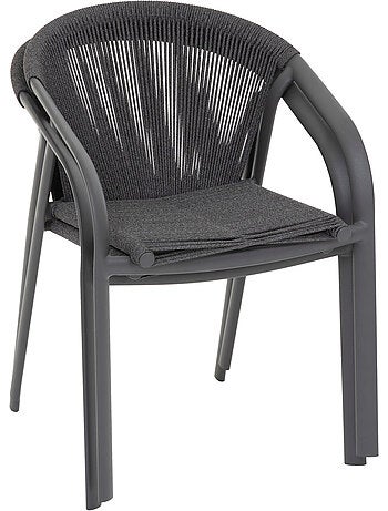 Fauteuil de jardin empilable en aluminium et corde tressée RIU
