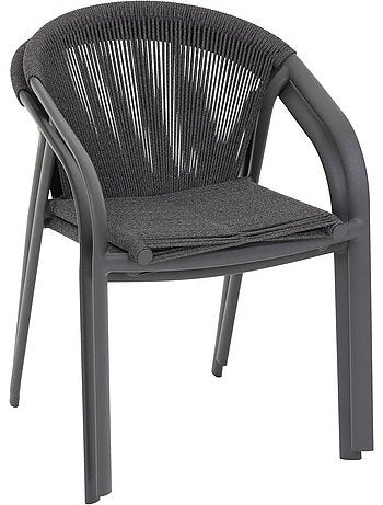 Fauteuil de jardin empilable en aluminium et corde tressée RIU