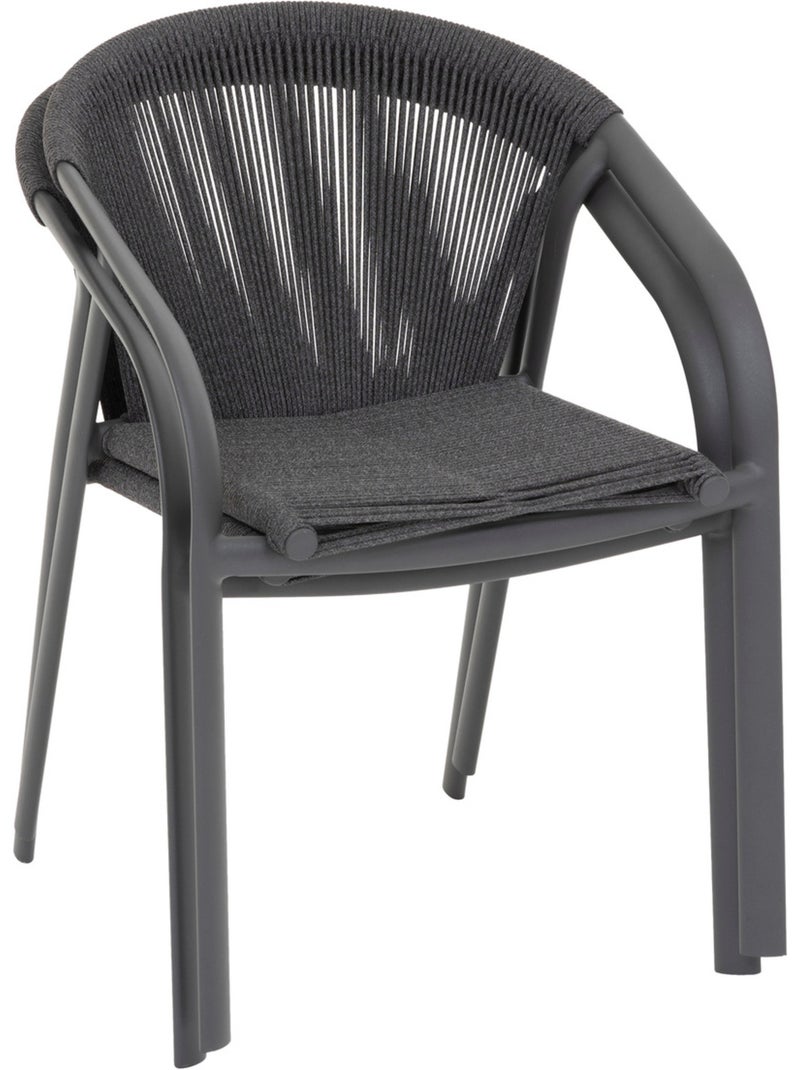 Fauteuil de jardin empilable en aluminium et corde tressée RIU Gris Gris anthracite - Kiabi