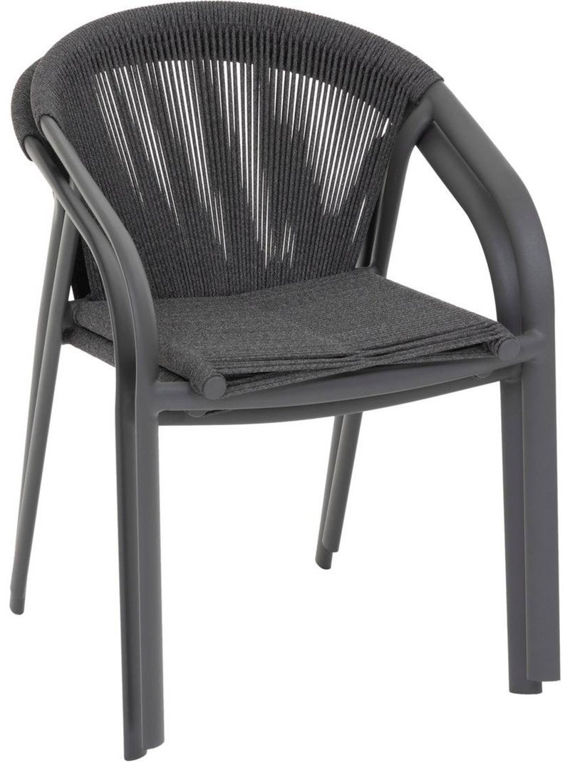 Fauteuil de jardin empilable en aluminium et corde tressée RIU Gris Gris anthracite - Kiabi