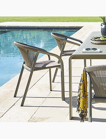 Fauteuil de jardin empilable en aluminium et corde tressée RIU