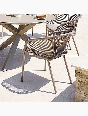 Fauteuil de jardin empilable en aluminium et rotin ORYON