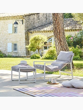 Fauteuil de jardin en aluminium avec repose-pieds LAMBINIO