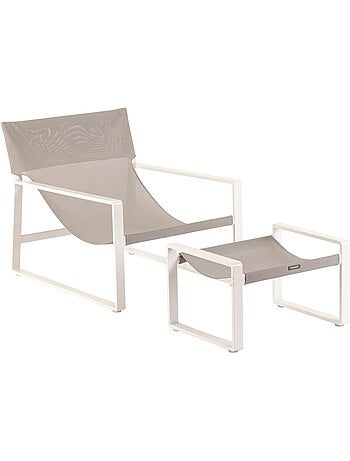 Fauteuil de jardin en aluminium avec repose-pieds LAMBINIO
