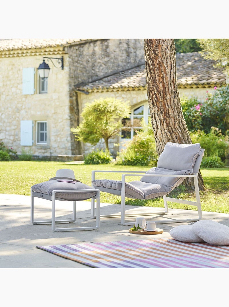 Fauteuil de jardin en aluminium avec repose-pieds LAMBINIO Blanc - Kiabi