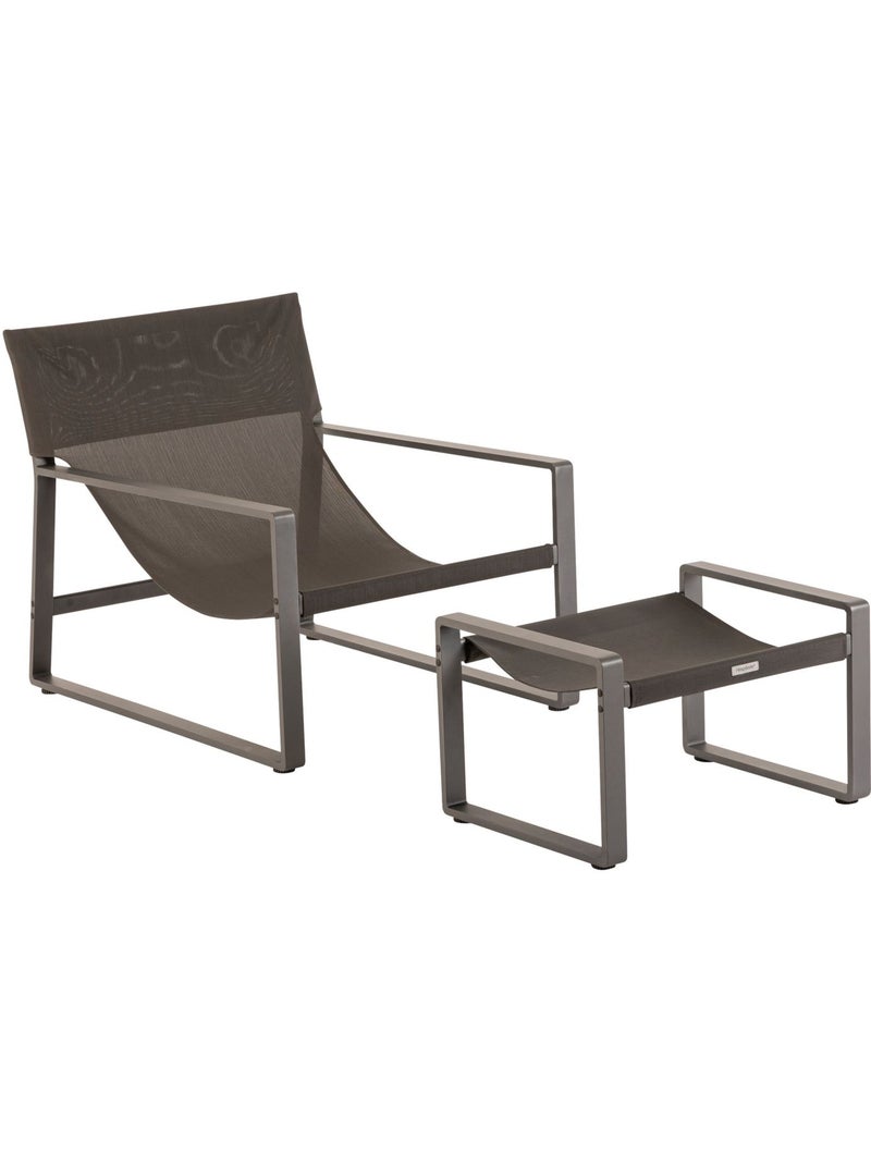 Fauteuil de jardin en aluminium avec repose-pieds LAMBINIO Gris foncé - Kiabi