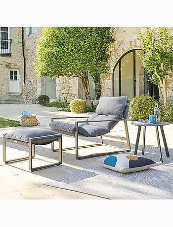 Fauteuil de jardin en aluminium avec repose-pieds LAMBINIO