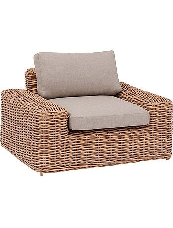 Fauteuil de jardin en résine tressée avec coussins savinia