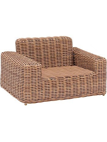 Fauteuil de jardin en résine tressée avec coussins savinia