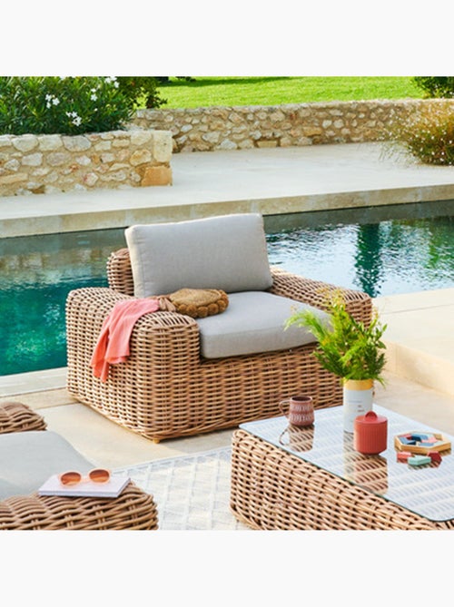 Fauteuil de jardin en résine tressée avec coussins savinia - Kiabi