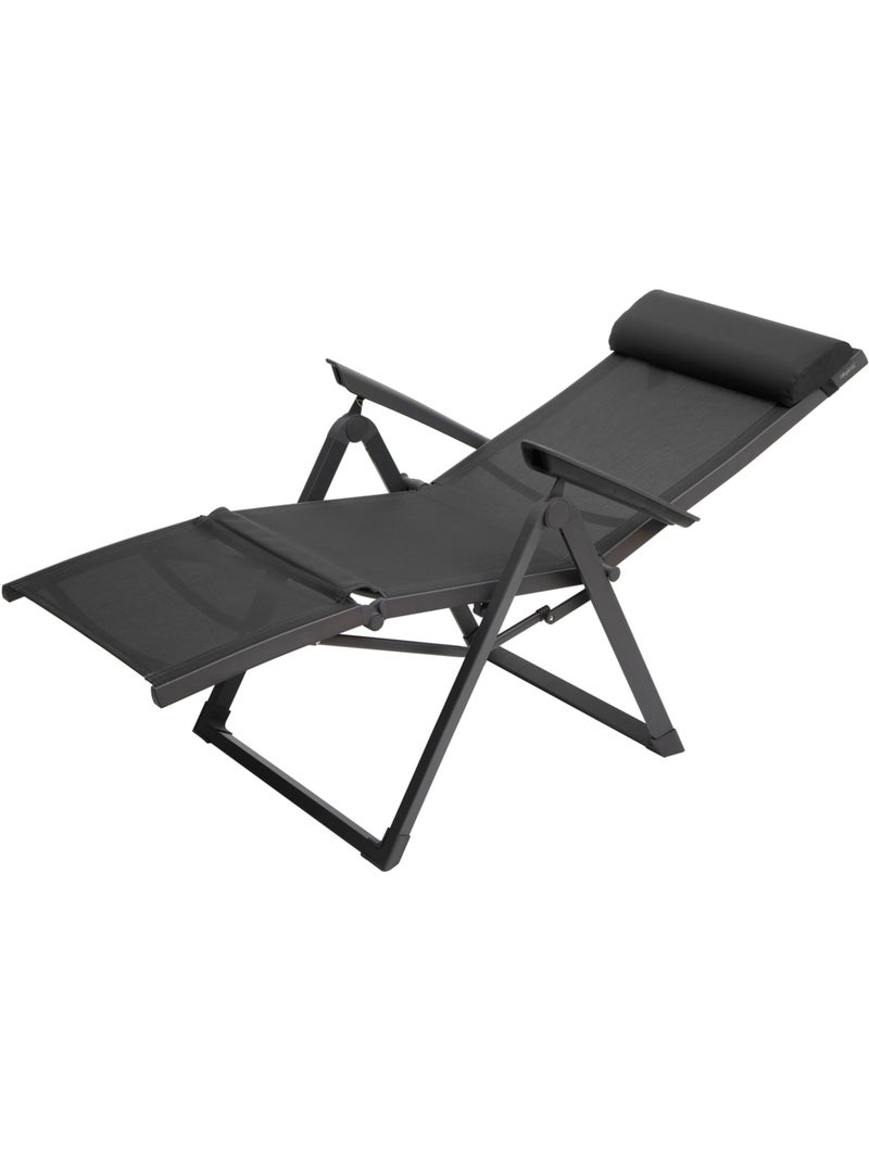 Fauteuil de jardin inclinable 8 positions et pliant en aluminium DECIMA Gris Gris anthracite - Kiabi
