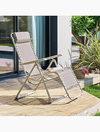 Fauteuil de jardin relax inclinable 5 positions et pliant en acier SILOS