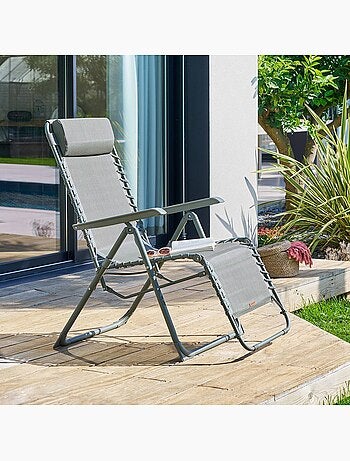 Fauteuil de jardin relax inclinable 5 positions et pliant en acier SILOS