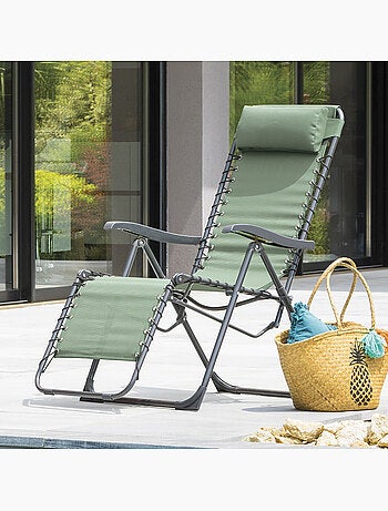 Fauteuil de jardin relax inclinable 5 positions et pliant en acier SILOS