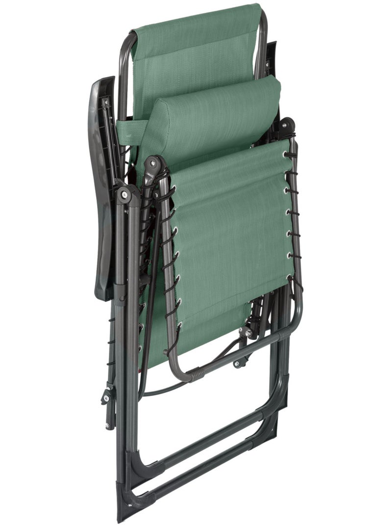 Fauteuil de jardin relax inclinable 5 positions et pliant en acier SILOS Vert olive - Kiabi