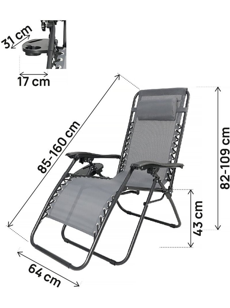 Fauteuil de jardin relax zéro gravité Gris - Kiabi