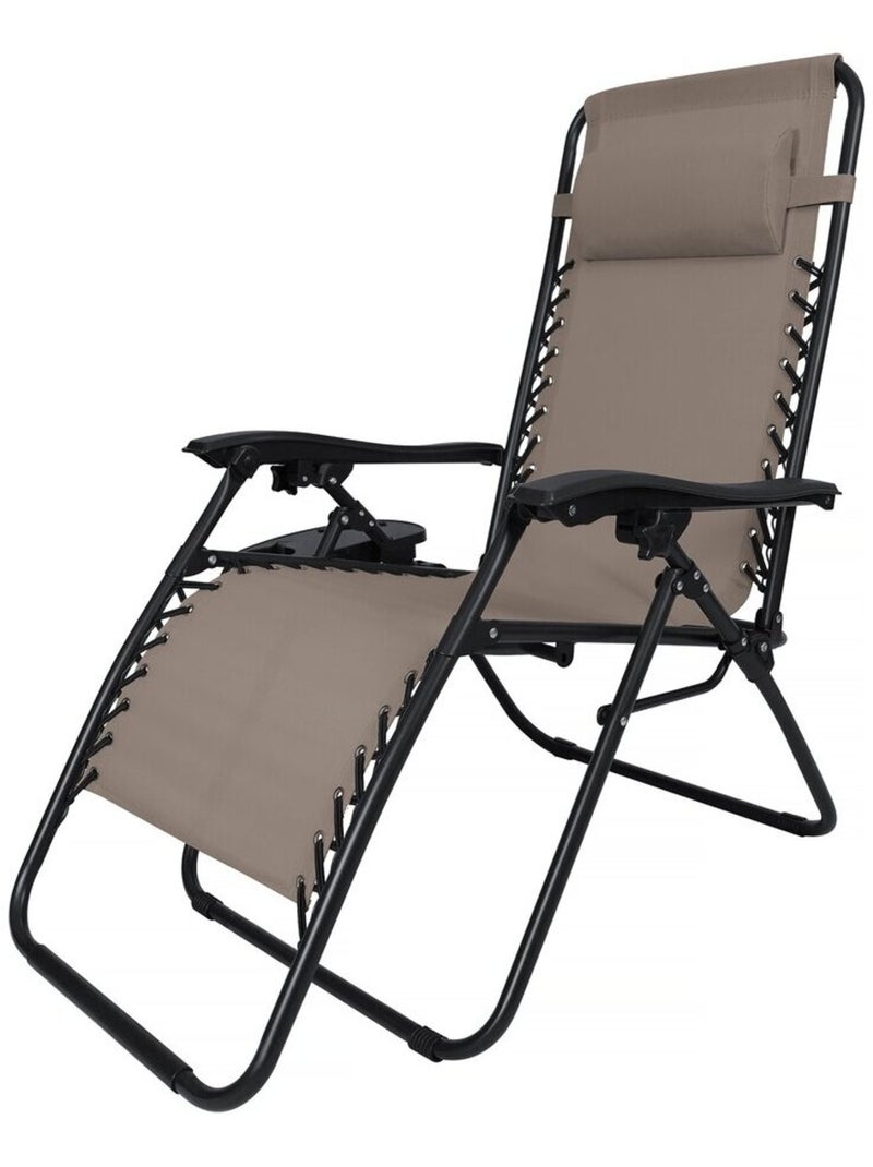 Fauteuil de jardin relax zéro gravité Taupe - Kiabi