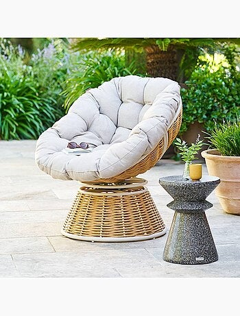 Fauteuil de jardin rotatif en résine tressée NYMELY