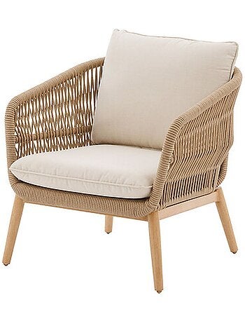 Fauteuil de salon de jardin en acier effet bois et mailles ORISSA