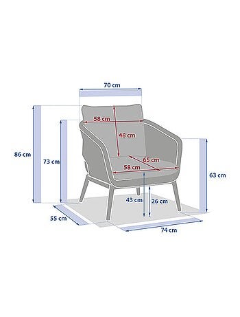 Fauteuil de salon de jardin en acier effet bois et mailles ORISSA
