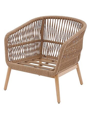 Fauteuil de salon de jardin en acier effet bois et mailles ORISSA