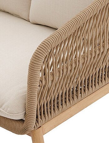 Fauteuil de salon de jardin en acier effet bois et mailles ORISSA