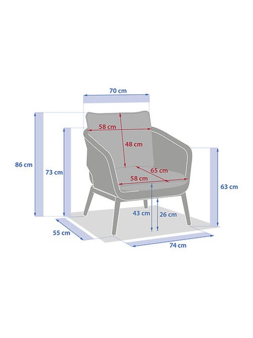 Fauteuil de salon de jardin en acier effet bois et mailles ORISSA - Kiabi
