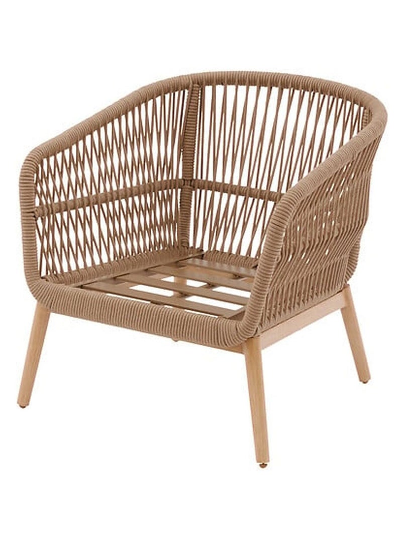 Fauteuil de salon de jardin en acier effet bois et mailles ORISSA Taupe - Kiabi