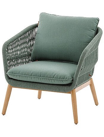 Fauteuil de salon de jardin en acier effet bois et mailles ORISSA