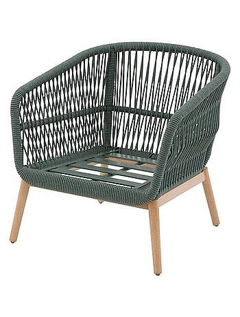 Fauteuil de salon de jardin en acier effet bois et mailles ORISSA