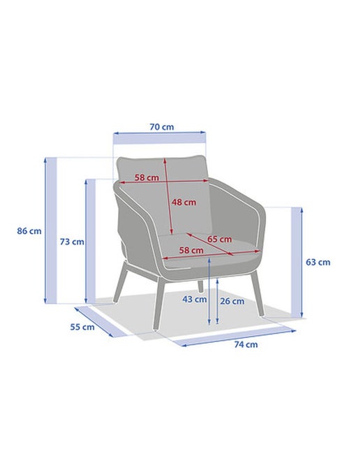 Fauteuil de salon de jardin en acier effet bois et mailles ORISSA - Kiabi