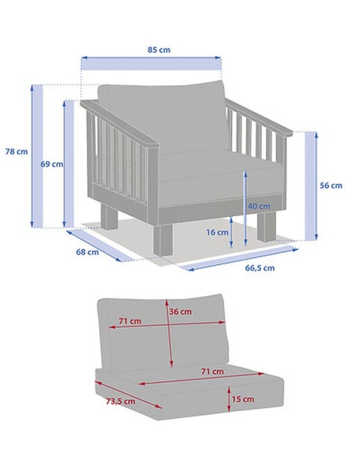 Fauteuil de salon de jardin en bois XENIA - Kiabi
