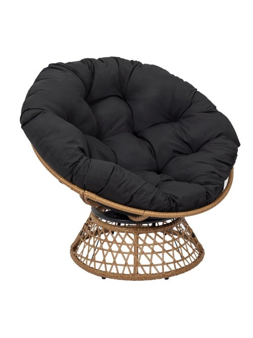 Fauteuil d'extérieur avec coussin noir - Kiabi