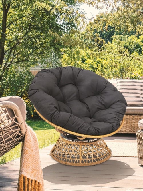 Fauteuil d'extérieur avec coussin noir - Kiabi