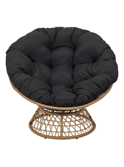 Fauteuil d'extérieur avec coussin noir - Kiabi
