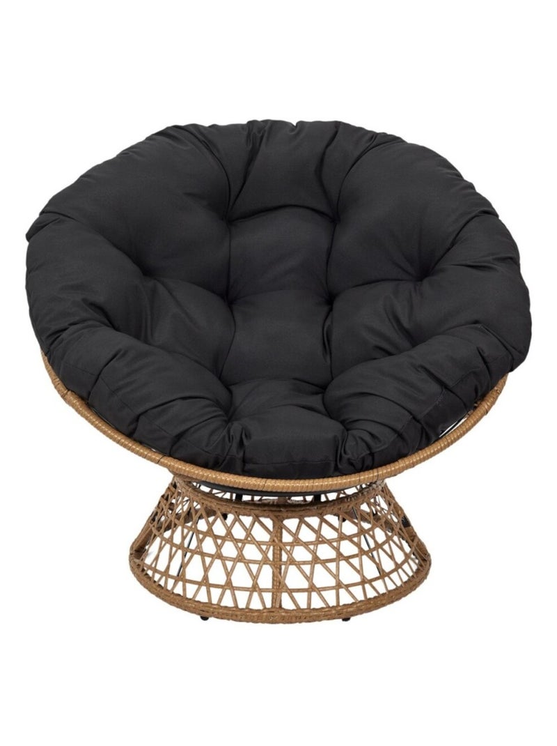 Fauteuil d'extérieur avec coussin noir Noir - Kiabi
