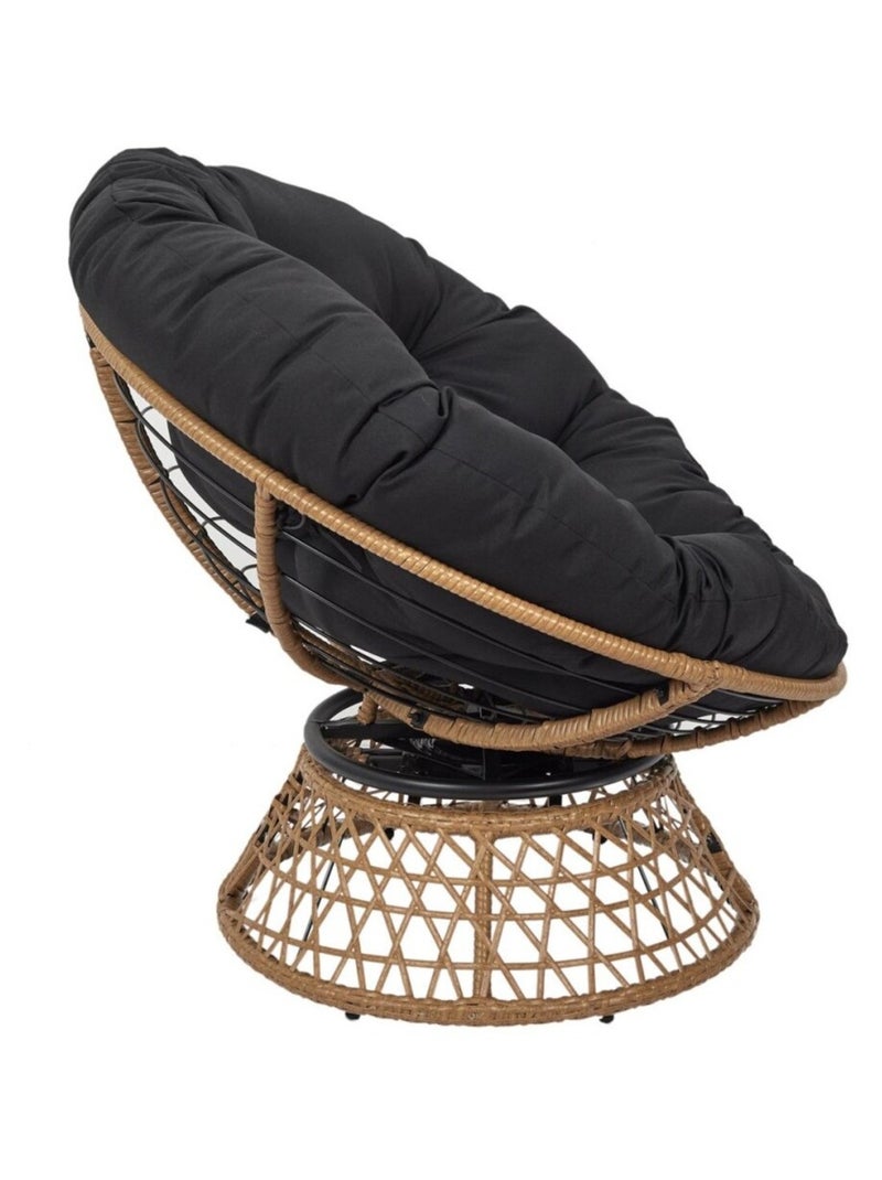 Fauteuil d'extérieur avec coussin noir Noir - Kiabi