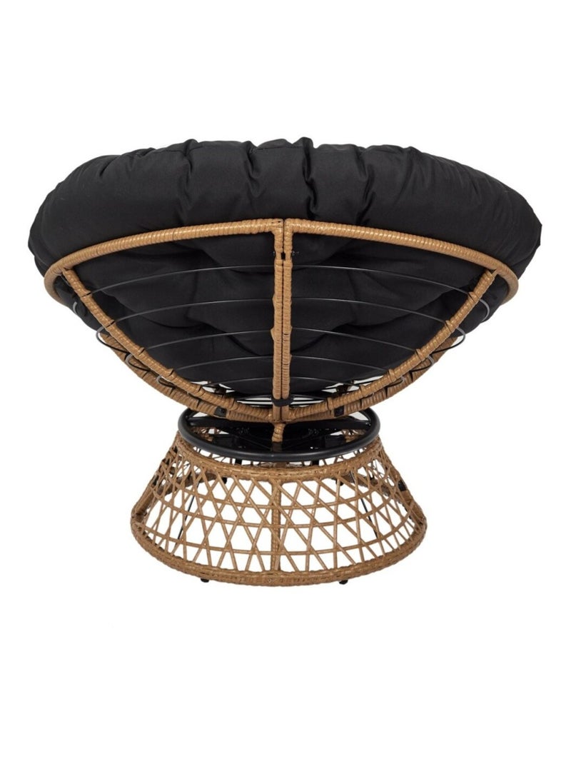 Fauteuil d'extérieur avec coussin noir Noir - Kiabi