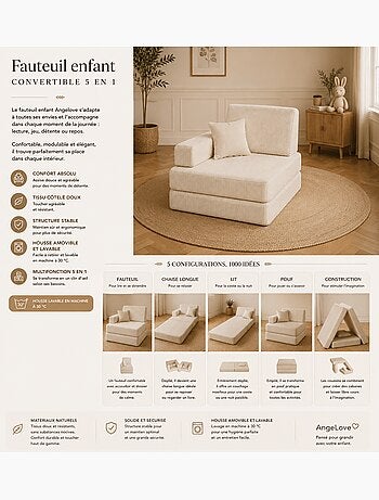 Fauteuil enfant convertible en couchage d’appoint